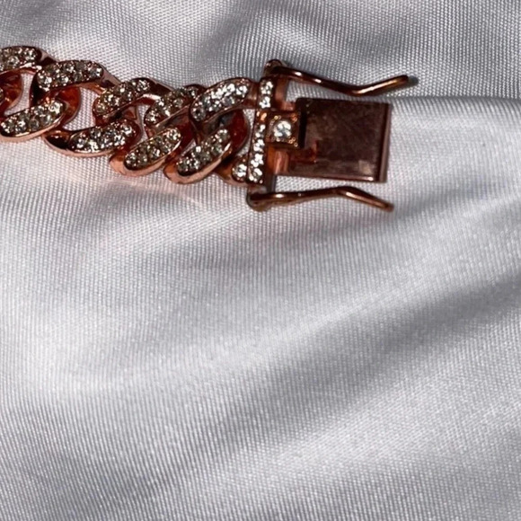 CUBAN LINK ICED OUT ROSE GOLD DOG CHAIN SIZE MEDIUM SPOIL YOUR PUP! 14”LONG - Picture 2 of 11